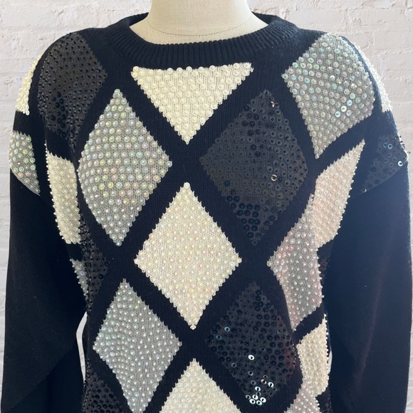 Vintage Alfred Dunner diamond pattern sweater with beads and sequins - Picture 3 of 5
